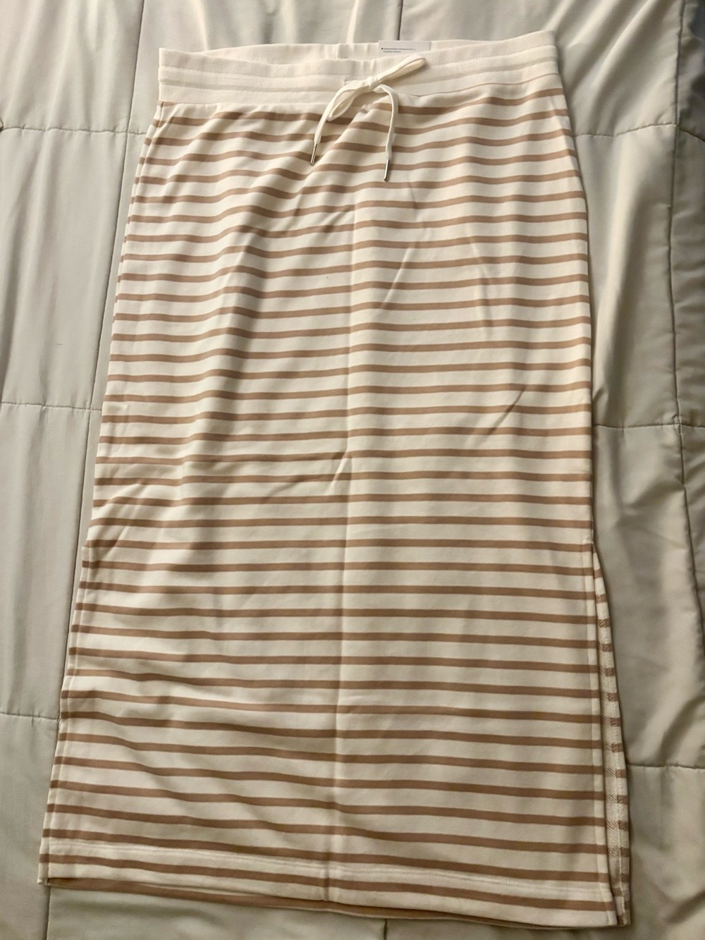Sonoma Cream and Tan Striped long Pencil Skirt